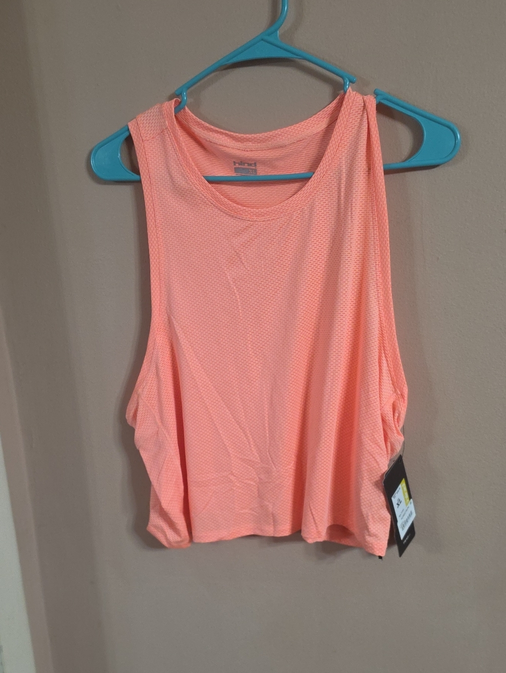Hind Coral Peach Sleeveless Mesh Workout Tank